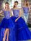 Royal Blue Quinceanera Dresses Tulle Brush Train Sleeveless Beading and Lace