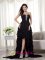 Stunning Black High-low Chiffon Beading Sweetheart Ruffled Quinceanera Dama Dress in Fort Lauderdale FL