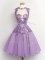 Lavender High-neck Neckline Lace Dama Dress for Quinceanera Sleeveless Lace Up