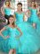 Clearance Ball Gowns Sweet 16 Dresses Aqua Blue Off The Shoulder Organza Sleeveless Floor Length Lace Up
