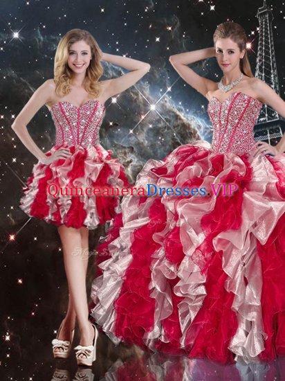 Multi-color Lace Up Sweetheart Ruffles Sweet 16 Dresses Organza Sleeveless - Click Image to Close
