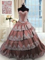 Hot Selling Sleeveless Court Train Beading and Appliques and Ruffled Layers Lace Up Sweet 16 Dress