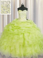 Free and Easy Floor Length Yellow Green 15 Quinceanera Dress Sweetheart Sleeveless Lace Up