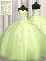 Custom Made Big Puffy Sleeveless Floor Length Beading and Appliques Zipper Party Dress with Yellow Green(SKU PSSW0508-6BIZ)