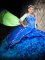 Embroidery and Ruffles Vestidos de Quinceanera Royal Blue Lace Up Sleeveless Brush Train
