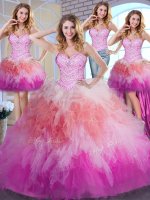 Top Selling Four Piece Multi-color Sleeveless Tulle Lace Up Sweet 16 Quinceanera Dress for Military Ball and Sweet 16 and Quinceanera(SKU SJQDDT386007-2BIZ)