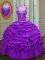 Straps Purple Ball Gowns Beading and Pick Ups 15 Quinceanera Dress Lace Up Taffeta Sleeveless Floor Length