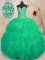 Designer Green Ball Gowns Organza Sweetheart Sleeveless Beading and Ruffles Floor Length Lace Up Vestidos de Quinceanera