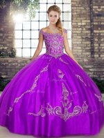 Purple Sleeveless Tulle Lace Up Vestidos de Quinceanera for Military Ball and Sweet 16 and Quinceanera(SKU SJQDDT2103002-7BIZ)