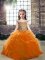 Floor Length Orange Pageant Dress Wholesale Off The Shoulder Sleeveless Lace Up