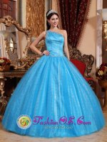 Asymmetrical One Shoulder Beaded Decorate New Style Teal Quinceanera Dress For In Nesna Norway Tulle and Taffeta Ball Gown(SKU QDZY731y-1BIZ)