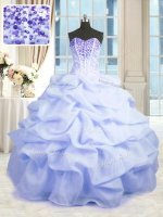 Light Blue Sleeveless Beading and Ruffles Floor Length Sweet 16 Dresses