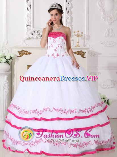 Briedel Multi-color Ruched Layered Appliques Quinceanera Gowns With Strapless For Sweet 16 - Click Image to Close