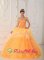 Roland Oklahoma/OK Orange Ruffles Sweetheart Floor-length Quinceanera Dress With Appliques and Beading For Clebrity In Pinetop