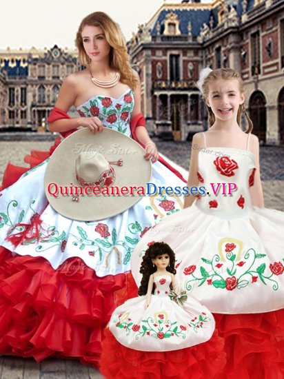 Custom Design Organza Sleeveless Floor Length Sweet 16 Dresses and Embroidery - Click Image to Close
