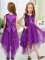 Dazzling Purple Zipper Pageant Dress Toddler Sequins and Bowknot Sleeveless High Low