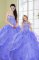 Beauteous Lavender Ball Gowns Sweetheart Sleeveless Organza Floor Length Lace Up Beading Quinceanera Gown