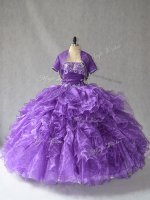 Affordable Purple Lace Up Strapless Beading and Ruffles Sweet 16 Quinceanera Dress Taffeta Sleeveless(SKU PSSW1016-1BIZ)