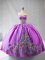 Sleeveless Satin Lace Up Quinceanera Dresses in Lilac with Embroidery