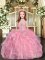 Cheap Organza Straps Sleeveless Lace Up Beading Little Girl Pageant Dress in Baby Pink