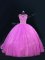 Scoop Sleeveless Vestidos de Quinceanera Floor Length Beading and Lace Lilac Tulle