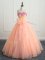 Pretty Peach Quinceanera Dress Military Ball and Sweet 16 and Quinceanera with Beading and Appliques and Bowknot Sweetheart Sleeveless Lace Up