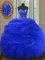 Beading and Ruffles and Pick Ups Vestidos de Quinceanera Royal Blue Lace Up Sleeveless Floor Length