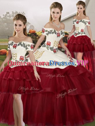 Sexy Sleeveless Brush Train Lace Up Embroidery and Ruffled Layers Quinceanera Gown
