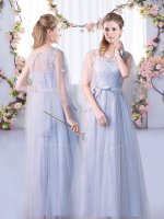 Sumptuous Grey Scoop Neckline Lace Dama Dress for Quinceanera Sleeveless Lace Up(SKU BMT0388BBIZ)