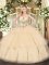 Champagne Quinceanera Dress Military Ball and Sweet 16 and Quinceanera with Beading and Ruffled Layers Sweetheart Sleeveless Lace Up