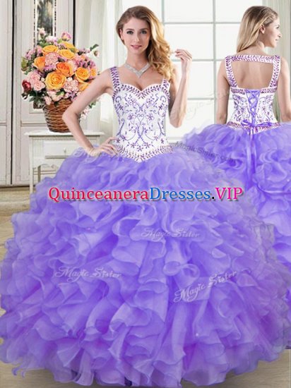 On Sale Floor Length Lavender Sweet 16 Dress Straps Sleeveless Lace Up - Click Image to Close