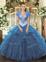 Tulle Sleeveless Floor Length Quinceanera Dresses and Beading