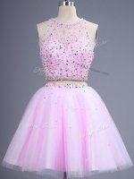 Lilac Dama Dress Prom and Party and Wedding Party with Beading Scoop Sleeveless Lace Up(SKU SWBD140BIZ)