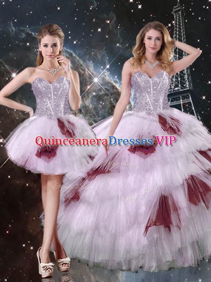 Fantastic Multi-color Sleeveless Tulle Lace Up Quinceanera Gown for Military Ball and Sweet 16 and Quinceanera - Click Image to Close