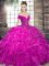 Noble Fuchsia Off The Shoulder Lace Up Beading and Ruffles 15th Birthday Dress Sleeveless