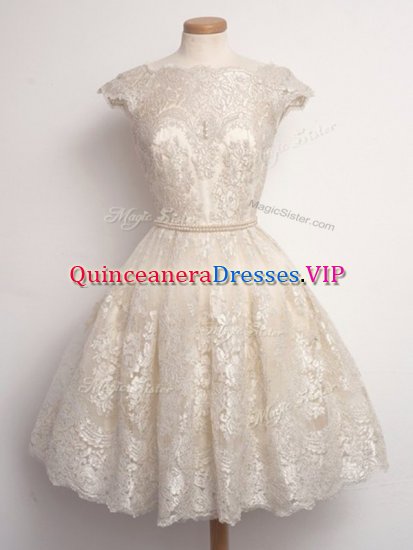 Noble Cap Sleeves Lace Lace Up Quinceanera Dama Dress - Click Image to Close