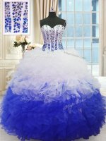 Amazing Sleeveless Beading and Ruffles Lace Up Quinceanera Dresses