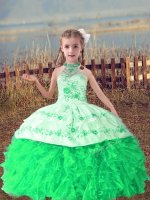 Sweet Green Sleeveless Organza Lace Up Pageant Dresses for Wedding Party