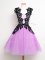 Deluxe Lilac A-line Tulle Straps Sleeveless Lace Knee Length Lace Up Quinceanera Court Dresses
