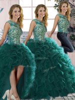 Elegant Peacock Green Scoop Lace Up Beading and Ruffles Quinceanera Dresses Sleeveless(SKU SJQDDT2090007ABIZ)