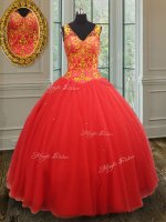 Colorful Rust Red Sleeveless Organza Zipper Quinceanera Dresses for Military Ball and Sweet 16 and Quinceanera