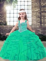 Beauteous Tulle Straps Sleeveless Lace Up Beading Kids Pageant Dress in Turquoise(SKU PAG1244-6BIZ)