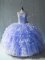 Cute Sleeveless Lace Up Floor Length Beading and Ruffles Quinceanera Gown