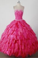 Clearance Beautiful Ball Gown Strapless Floor-length Hot Pink Quincenera Dresses TD260014