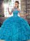 Sleeveless Lace Up Floor Length Beading and Ruffles Quinceanera Dresses