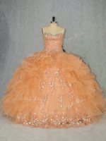 Orange Ball Gown Prom Dress Sweetheart Sleeveless Lace Up