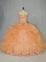 Orange Ball Gown Prom Dress Sweetheart Sleeveless Lace Up