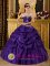 Purple Beautiful Strapless Quinceanera Dress With Beaded Bodice and Pick-ups Custom Made in Brisbane CA