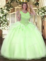 Yellow Green Ball Gowns Beading Vestidos de Quinceanera Zipper Organza Sleeveless Floor Length(SKU SJQDDT1229002-1BIZ)