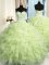 Decent Floor Length Yellow Green Sweet 16 Quinceanera Dress Organza Sleeveless Beading and Ruffles